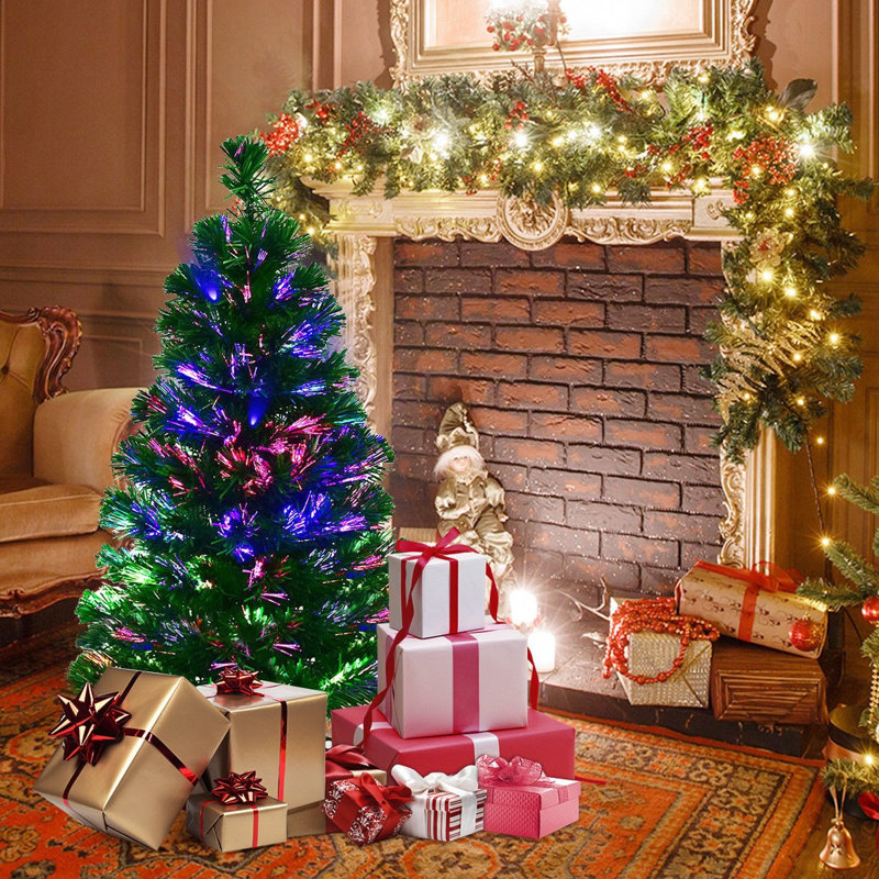 36 H Green Fir Cashmere Christmas Tree with Fiber Optic Lights The Holiday Aisle